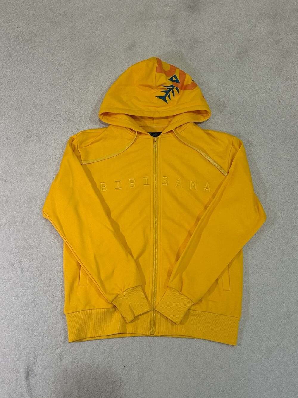 Bibi Sama Oni Graphic Zip-Up Hoodie Yellow Size XS-S